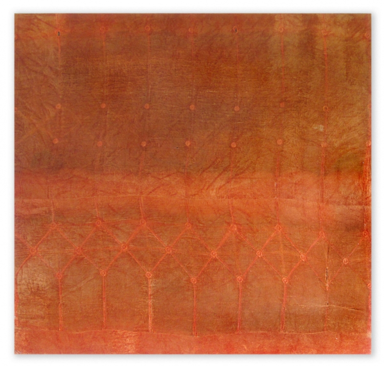 Zachary Royer Scholz, “2697212 (orange velvet), 69″ x 72″ x 2″, 2012. image courtesy of Eli Ridgway Gallery 