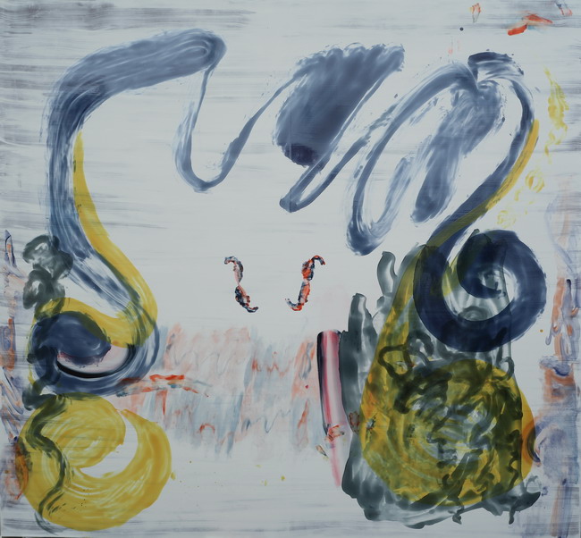 Maysha Mohamedi, Middle West and East. 77 x 72 inches. Oil on masonite. 2013. Courtesy of Stephen Wirtz Gallery.