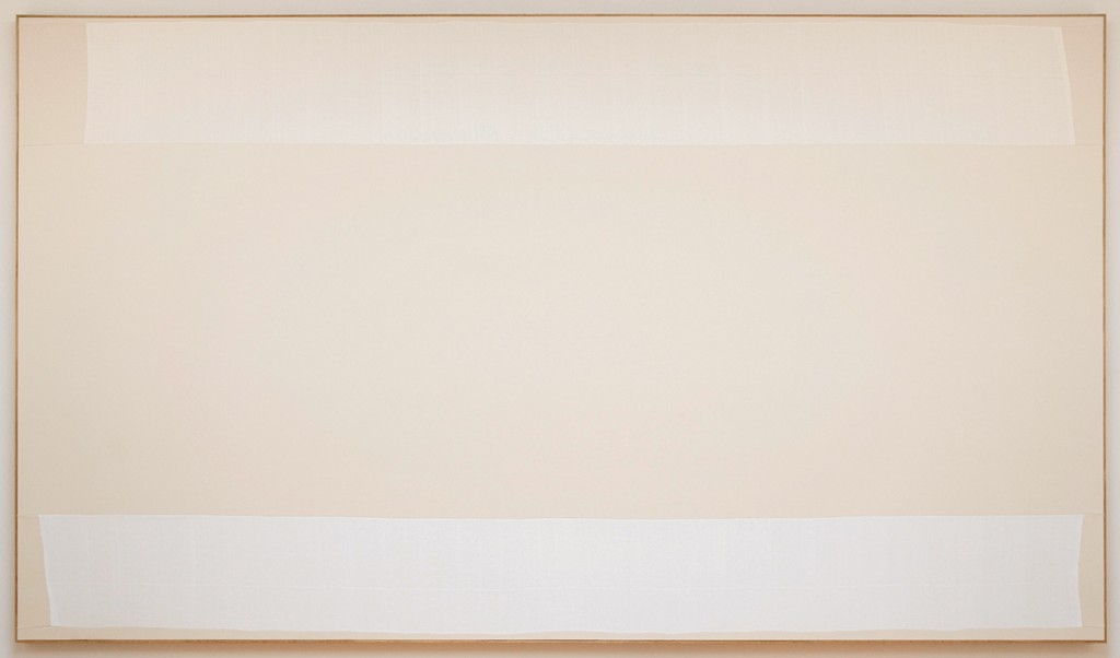 Ethan Cook, Untitled, 2014, Hand woven cotton canvas and canvas in artist’s frame, 96 x 166 inches. Courtesy of American Contemporary.