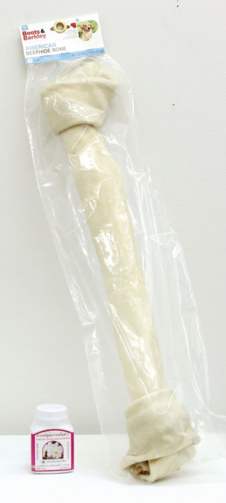 Untitled (2013), Rawhide bone with Thai herbal estrogen supplements. Courtesy of the artist and Queer Thoughts, Chicago.
