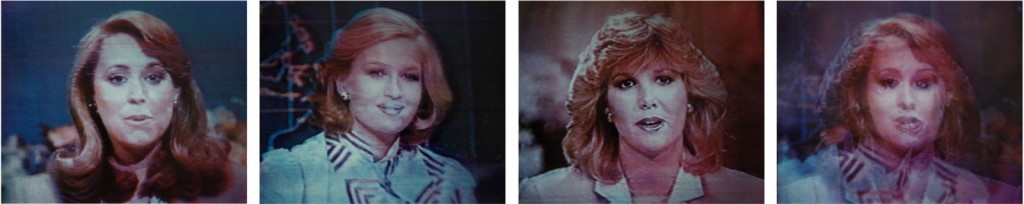 Robert Heinecken, "Untitled News Women (Jane Pauley, Diane Sawyer, Joan Lundun, Composite) Suite c #2," 1983. Courtesy of the artist and Marc Selwyn Fine Art, Santa Monica.