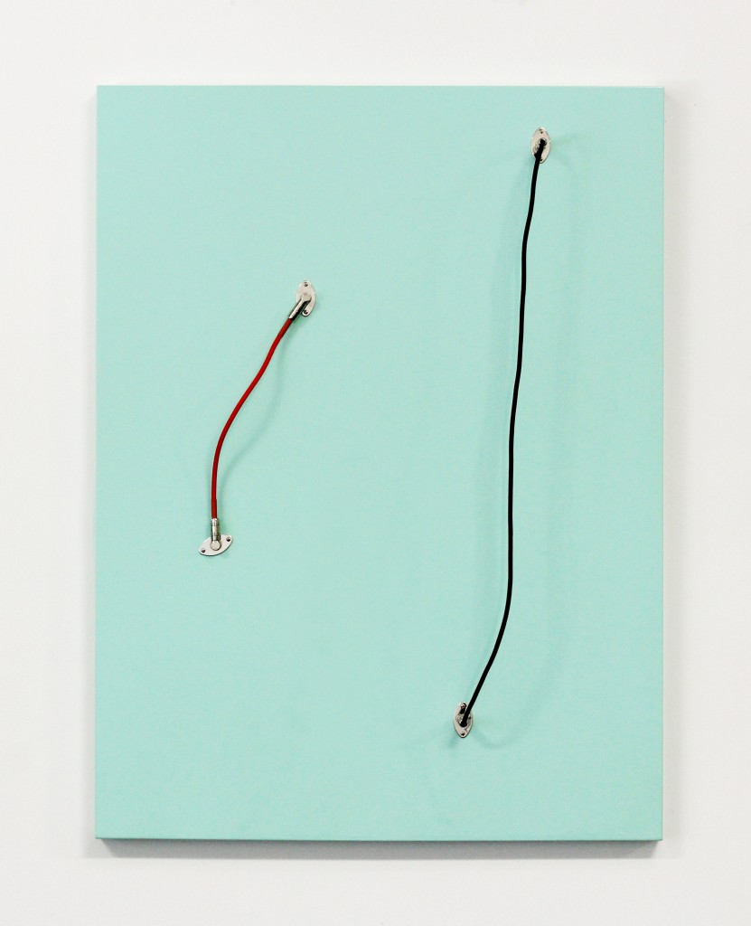 Ben Barretto, "Surf Green" (2014), Automotive Urethane and Electric Guitar Hardware on Panel 40 x 30 in. image courtesy of the artist and Highlight Gallery.