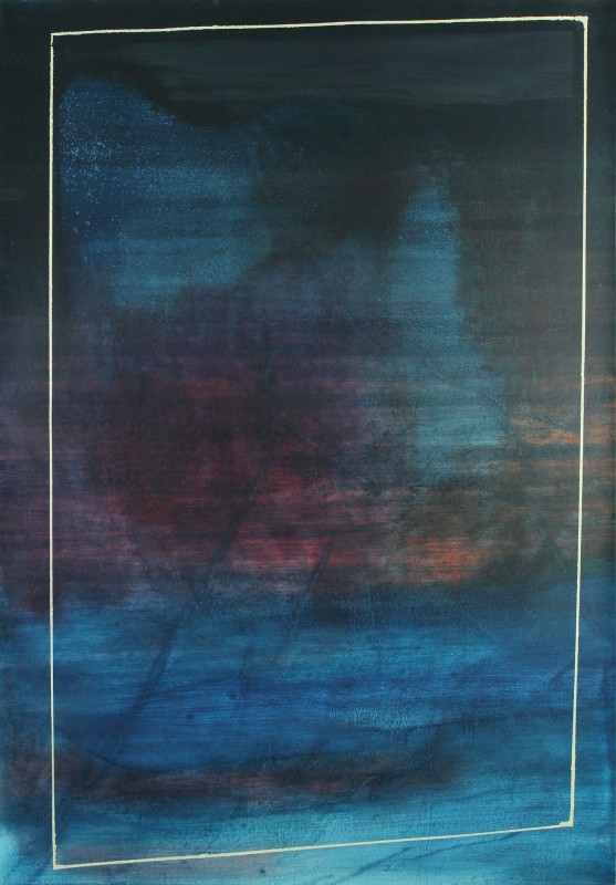 Miguel Arzabe, /* Reject Algorithms: indigo*/, 2013, oil on canvas, 54 x 38 in. Courtesy the Artist and CULT Exhibitions