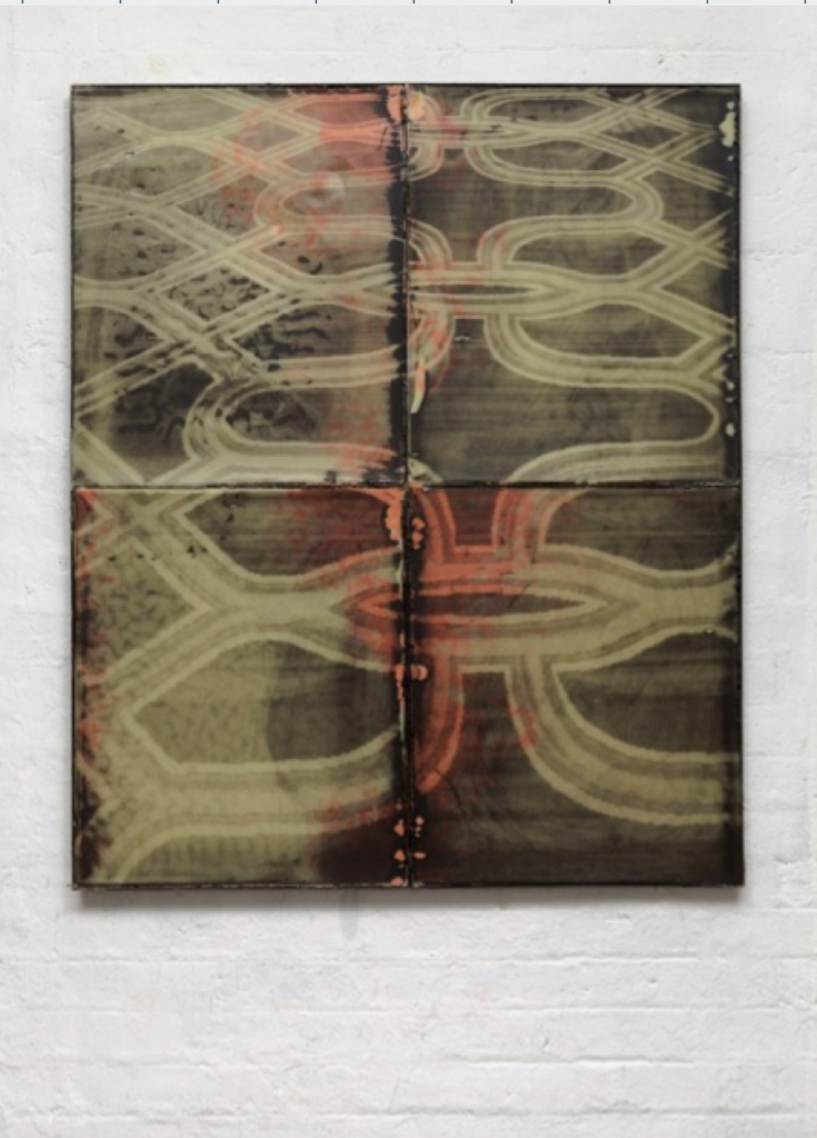 Ruairiadh O’Connell, "The Venetian," 2014. Silkscreen on wax in welded steel tray, 47 in. x 39 in. Courtesy of the artist and Jessica Silverman Gallery.