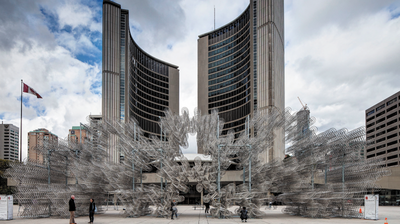 Ai Weiwei, "Forever Bicycles," 2013. 3144 bicycles. Installation at Scotiabank Nuit Blanche 2013, Nathan Philips Square, Toronto, Canada. © Ai Weiwei. Photograph by John Heineman.