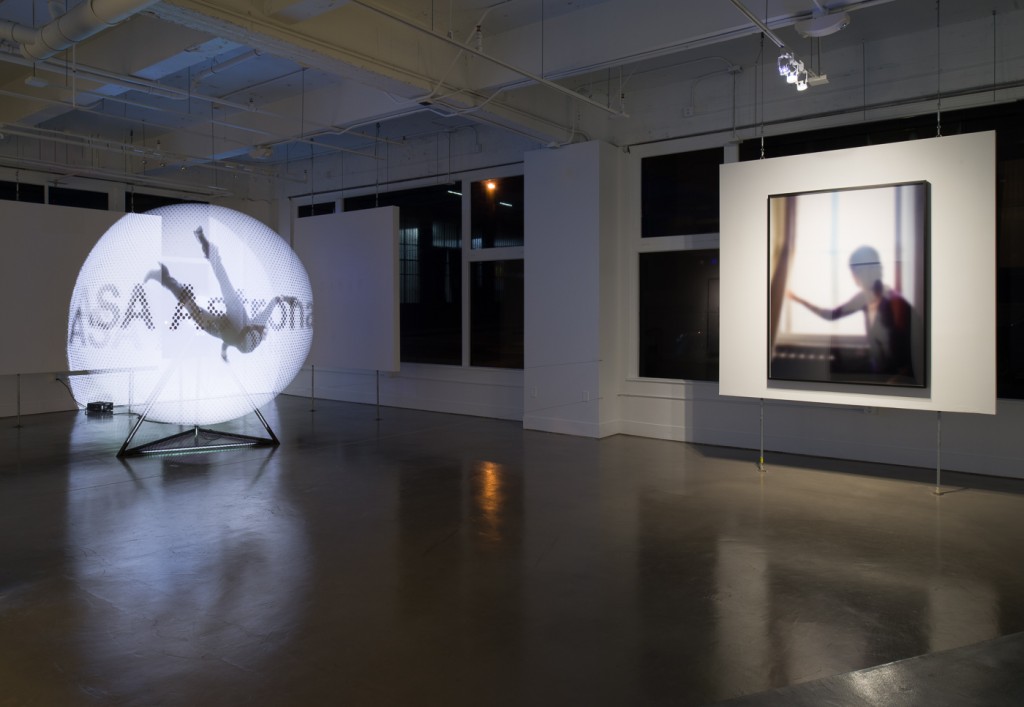 Eva Schlegel, "No Man's Heaven," 2014. Rotor, video projection 94 inches (240 cm) diameter; 300 rpm (Running time 8 minutes). Installation photos Johnna Arnold. Courtesy of Eve Schlegel and Gallery Wendi Norris.