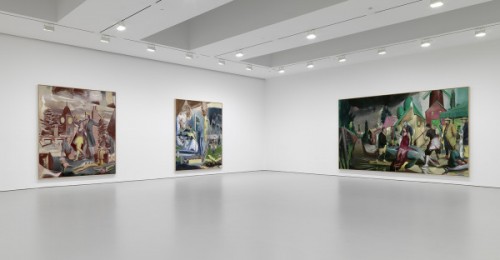 Installation view, "At the Well," Neo Rauch at David Zwirner Gallery, New York, 2014. Courtesy of David Zwirner Gallery.