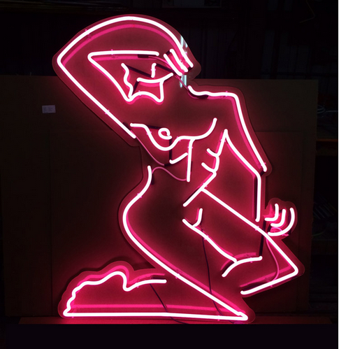 Mira Dancy, Street Ofelia (neon pink), 2014. Neon, plexiglass, 60 × 48 inches. Courtesy of Night Gallery.