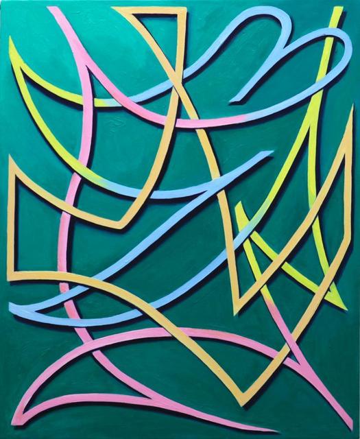 Daichi Takagi, four color line, 2013. Oil on canvas, 23 9/10 × 19 7/10 inches. Courtesy of KAYOKOYUKI.