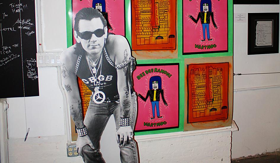 Installation view, Dee Dee Ramone at Hotel Chelsea Storefront Gallery, New York City, 2014. Photo by Paula Mejia.