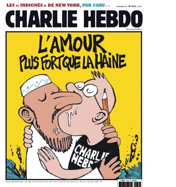 “Love is Stronger than Hate.” Photo courtesy Charlie Hebdo.