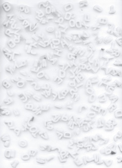 Matt Keegan, Alphabet Soup (white), 2012. Digital c-print, 69 3/16 x 50 1/2 inches. Courtesy of Altman Siegel Gallery.