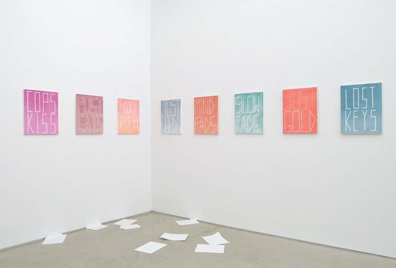 Installation view, "People Call Me Scott," Scott Reeder at Lisa Cooley Gallery, New York, 2013. Courtesy of Lisa Cooley Gallery.