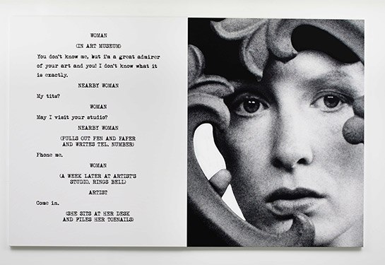  John Baldessari, Face, 2015. Diptych, varnished inkjet, 107 3/4 x 53 7/8 inches. Courtesy of Marian Goodman Gallery.