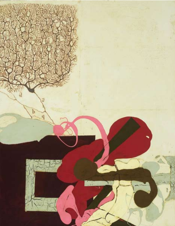 Katherine Sherwood, Cajal’s Revenge, 2007, mixed media on canvas, 64” x 50”