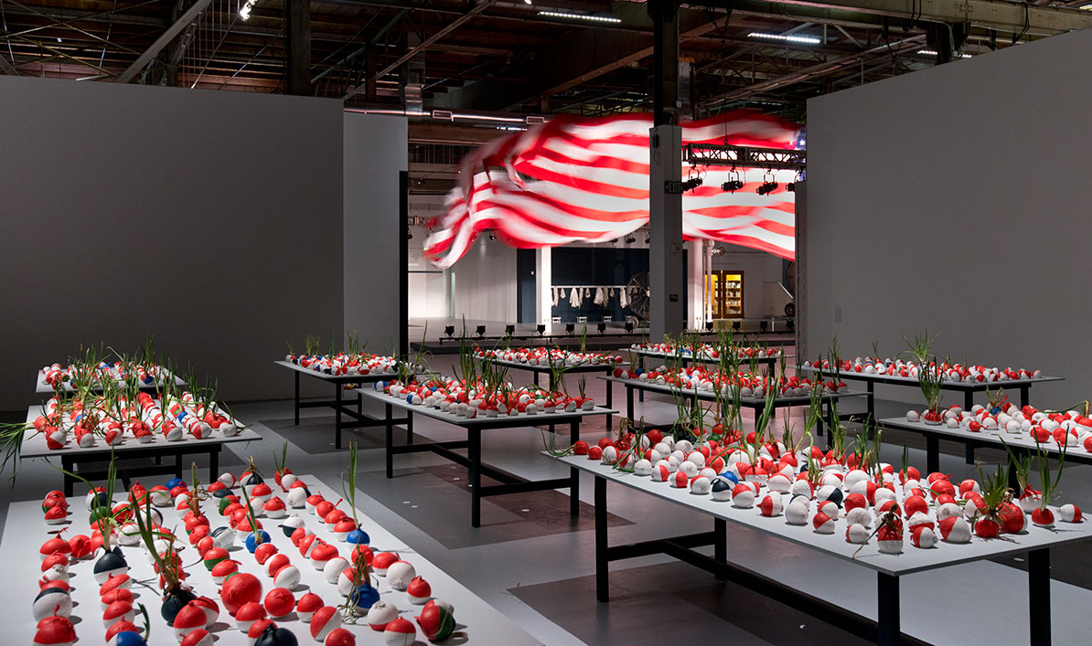 Installation view, "Trinket," William Pope.L at The Geffen Contemporary at MOCA, Los Angeles, now on view through June 28, 2015. photo by Brian Forrest. Courtesy of MOCA.