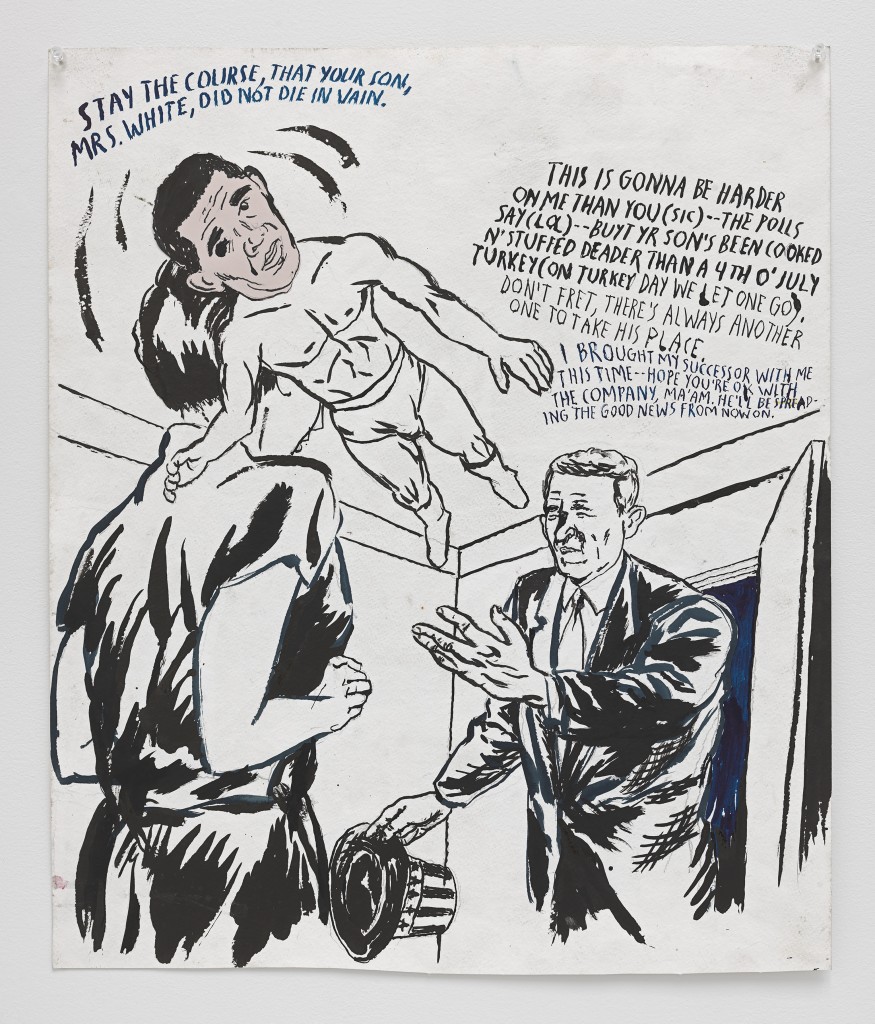 Raymond Pettibon "No Title (Stay the course)," 2015. Ink, pen and collage on paper 21 1/2 x 18 inches (54.6 x 45.7 cm) © Raymond Pettibon. Courtesy Regen Projects, Los Angeles. 