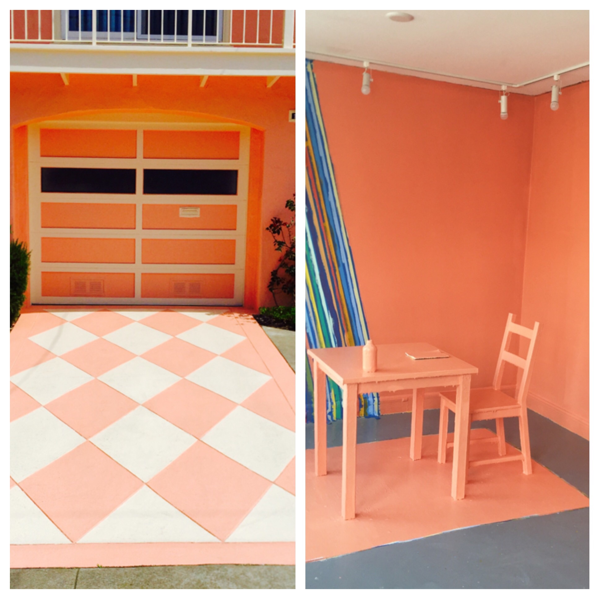 Leah Rosenberg, Everyday, a color, 2015. Left: source color taken from the world; right: painted gallery at Irving Street Projects. Photo courtesy of Leah Rosenberg.