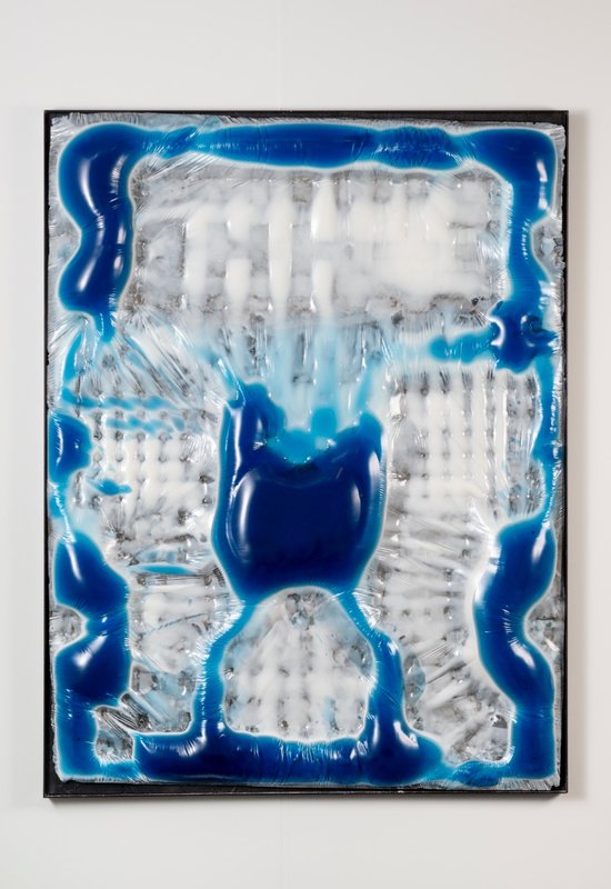 Jesse Greenberg, Body Scan 6, 2015. Resin, pigment, and painted steel frame, 59 x 45.5 x 3.5 inches. On view with Loyal.