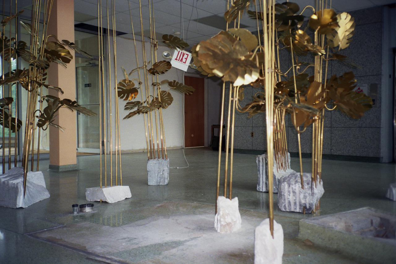 Medusa, 2014. Brass, stone. Dimensions variable. Installation view, Medusa Cement building (Cleveland). Courtesy of the artist.