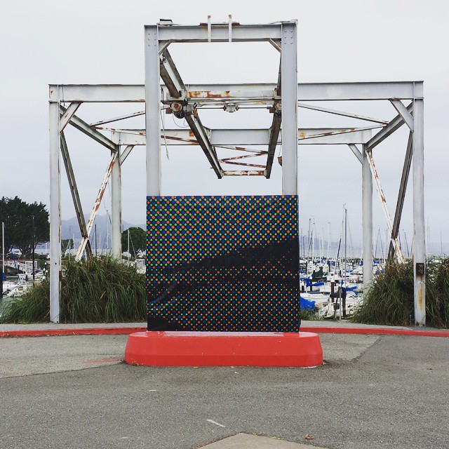 Simon Pyle, "Screen of the Headlands," 2015. Installation at the Parking Lot Art Fair. Courtesy of the artist.