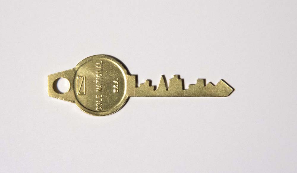 Alice Shaw. "Key To The City - San Francisco," 2014. Brass, 1" x 2.5"