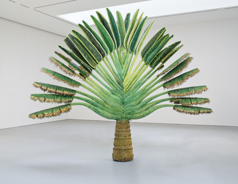 Yutaka Sone, Tropical Composition/Traveler’s Palm #, 2011. Rattan and steel, 143 × 165 × 24 inches. Courtesy of Salon 94.