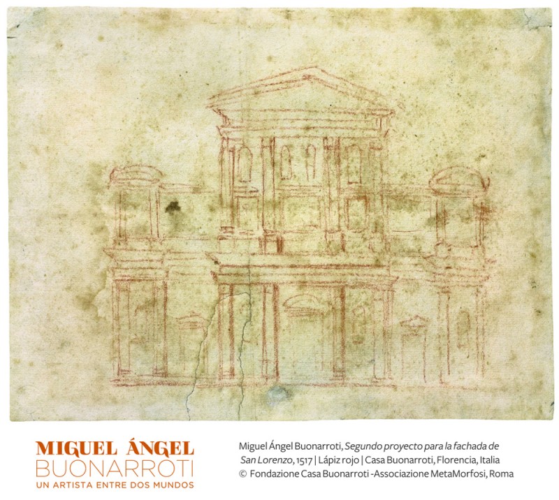 Michelangelo Buonarroti. "Second project for the face of the San Lorenza 1517," red pencil, Casa Buonarroti, Florence Italy. Copyright Fondazioone Casa Buonarrot-Associazione MetaMorfosi, Roma 