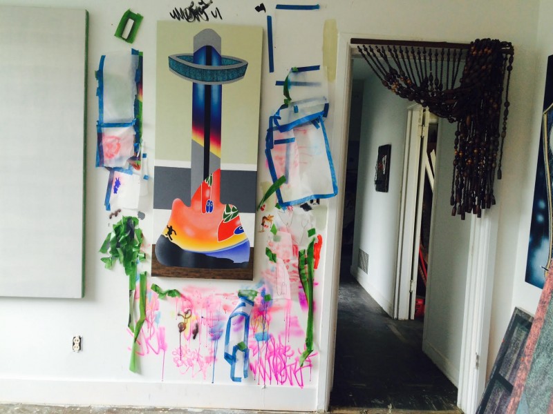 Studio view, Mario Ayala residency at 649 Irving, San Francisco, 2015.