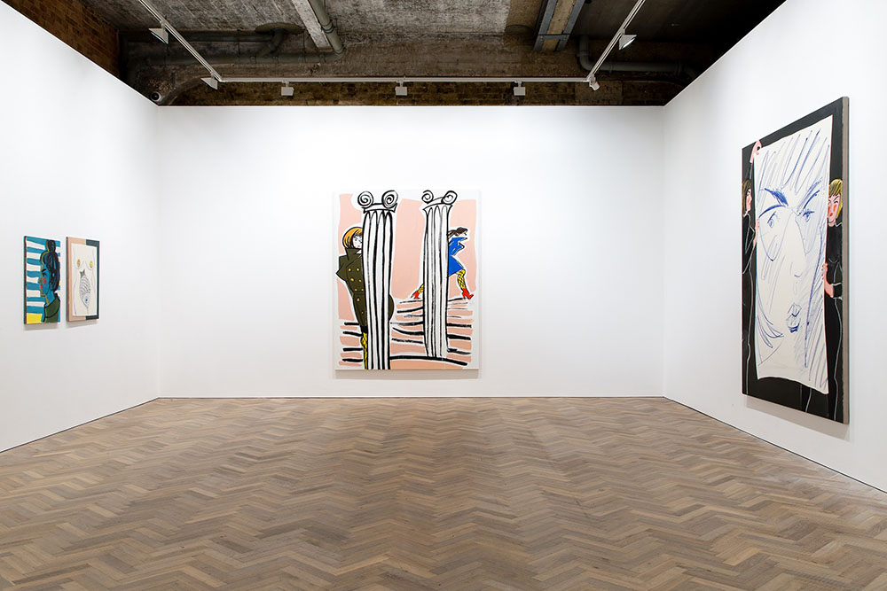 Ella Kruglyanskaya. "Fancy Problems," 2015. Installation view. Courtesy of Thomas Dane Gallery, London