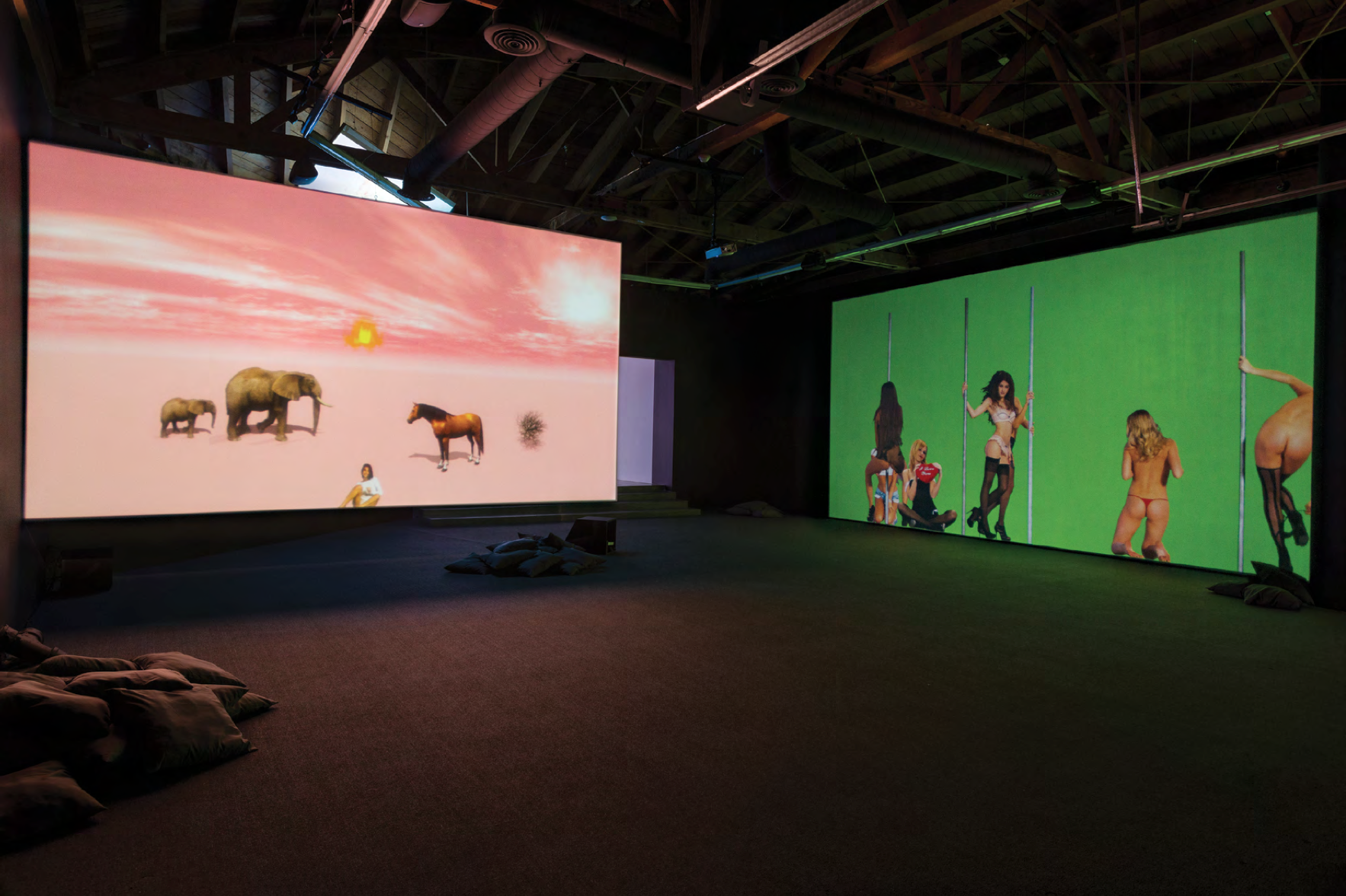 Installation view, NIKI, LUCY, LOLA, VIOLA, Petra Cortright at Depart Foundation, Los Angeles, 2015. Courtesy of the artist.