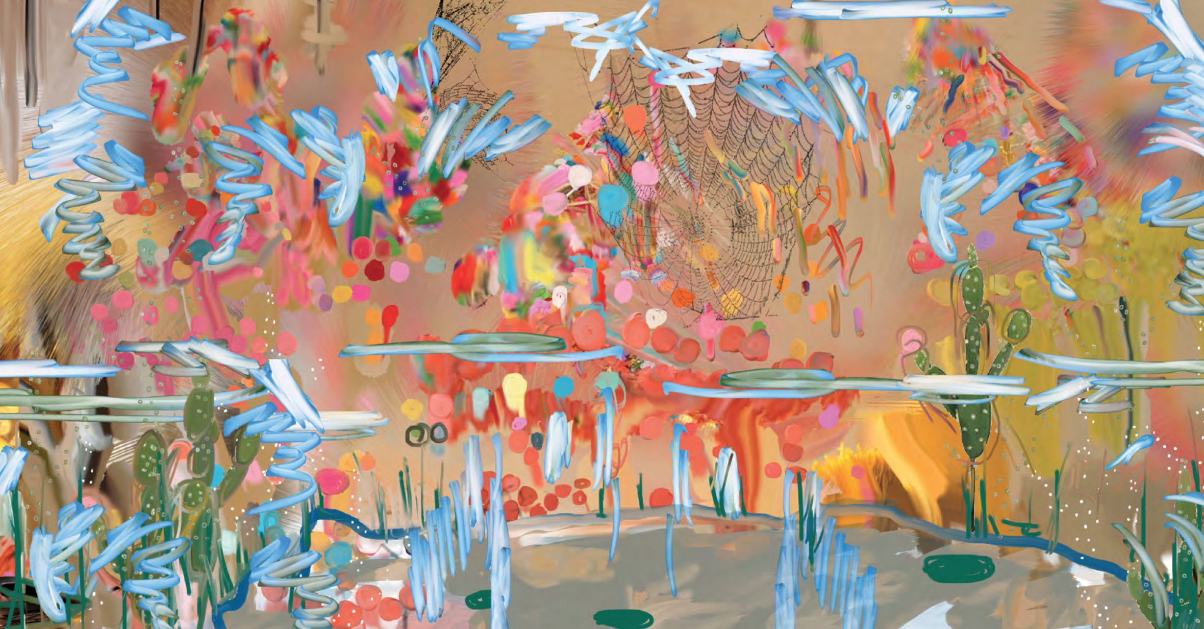 Petra Cortright, 2big teensbig, 2014. Digital painting on aluminum, 48 x 91.5 inches. Courtesy of the artist.