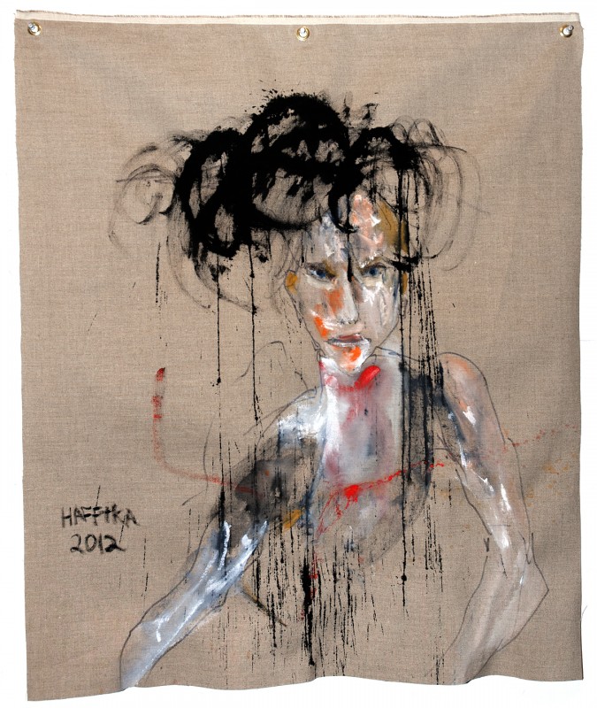 Lord So and So, 2012, ink & acrylic on linen, 40”x34”. Courtesy the artist and Georges Berges Gallery.