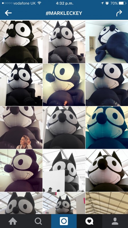 Mark Leckey, "Inflatable Felix," 2014. Screen shot from Instagram