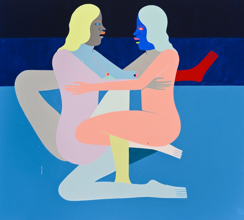 Richard Colman. "Before and After Us (Two Figures)," 2015. Acrylic on Canvas, 80”x72”. Image courtesy of Richard Colman.