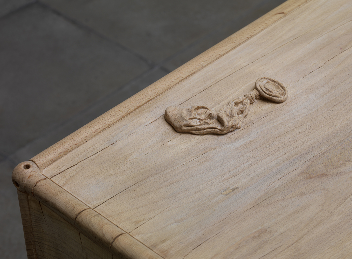 Ryan Gander. "The way things collide (condom, meet USM cabinet)," 2012. Beech, 85.8 x 45 x 74.5 cm. Courtesy Lisson Gallery.