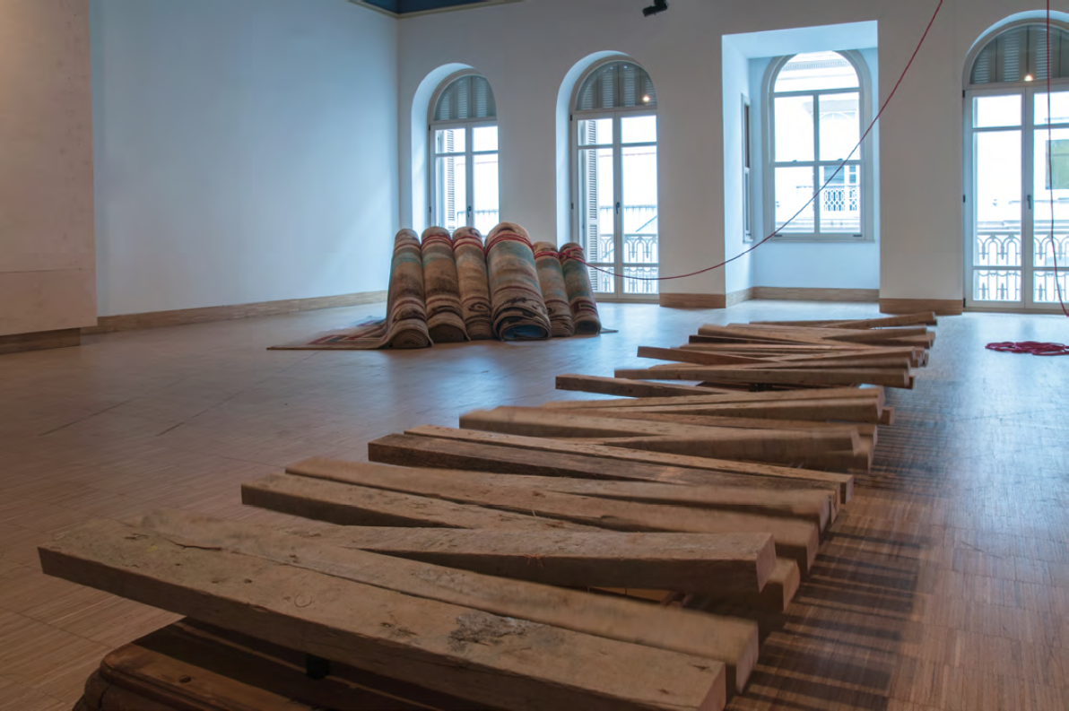 Hera Büyüktaşçıyan, Destroy your house, build up a boat, save life!, 2014-2015 and Docks, 2014. Courtesy of SALT and the artist. Photograph by Mustafa Hazneci.