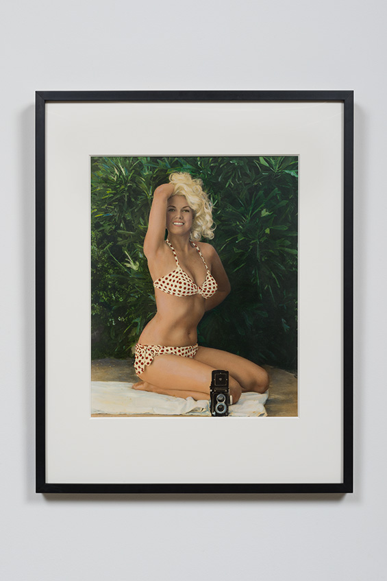 Bunny Yeager ‘Self-Portrait in Polka Dot Bikini with Rolleicord Camera’ (1963) Hand-painted fiber print 20” x 16” Courtesy of Gavlak Gallery, Bunny Yeager Archive, Palm Beach/Los Angeles