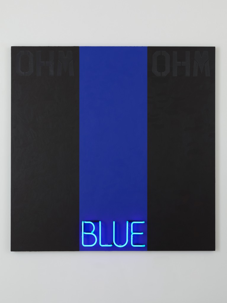 Deborah Kass, Blue #4, 2015. Mixed media, 72 x 72 inches, 182.9 x 182.9 cm. Image courtesy the artist and Paul Kasmin Gallery.