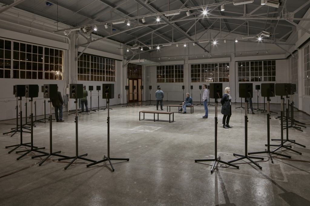 Janet Cardiff, The Forty Part Motet (installation view, Gallery 308, Fort Mason Center for Arts & Culture), 2015; co-presented by Fort Mason Center for Arts & Culture and the San Francisco Museum of Modern Art; photo: JKA Photography