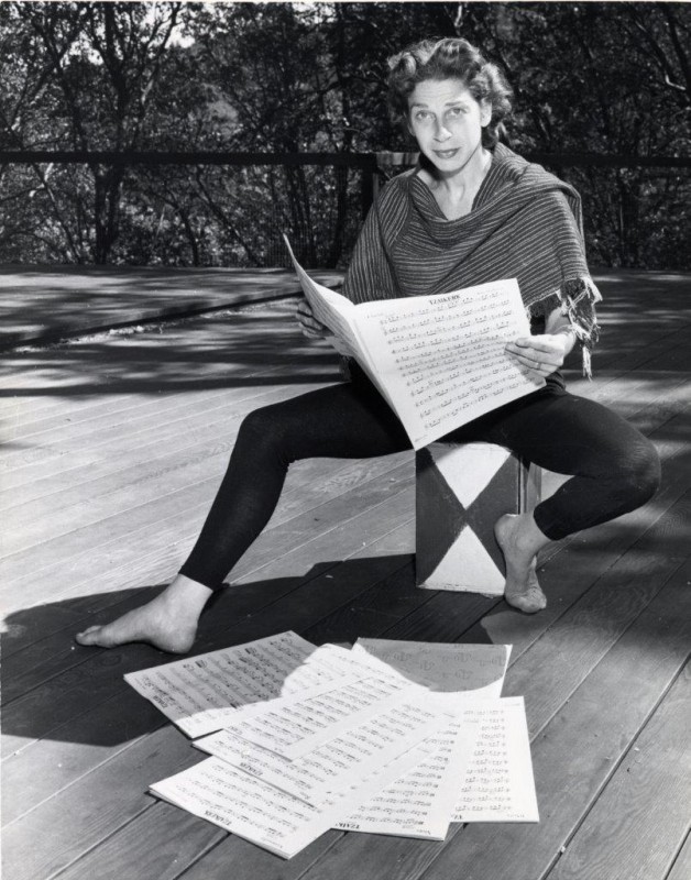 Anna Halprin on Dance Deck. Milton Halberstadt, photographer. Circa 1940s-1950s. Reproduced from a gelatin silver print, Courtesy of the Museum of Performance + Design.