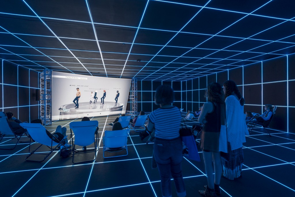 ￼￼Installation view, Hito Steyerl: Factory of the Sun, on view February 21 – September 12, 2016 at MOCA Grand Avenue, Los Angeles. Photograph by Justin Lubliner. Courtesy of The Museum of Contemporary Art, Los Angeles.