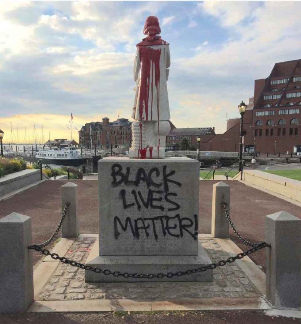 Christopher Columbus statue on the North End waterfront, Boston. 2015. Courtesy of the Internet.