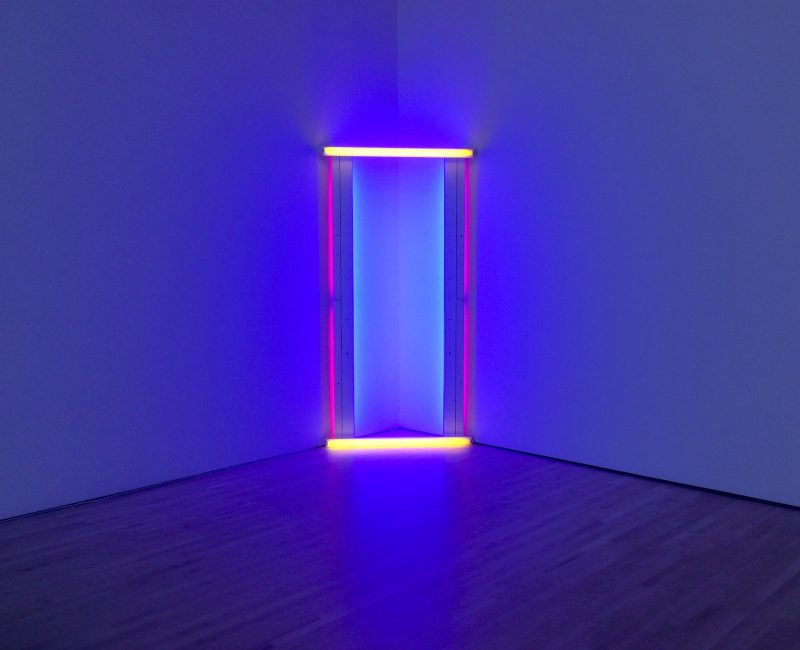 Dan Flavin, The Diagonal of May 25, 1963. Blue fluorescent light. (Photo: John Held, Jr.)