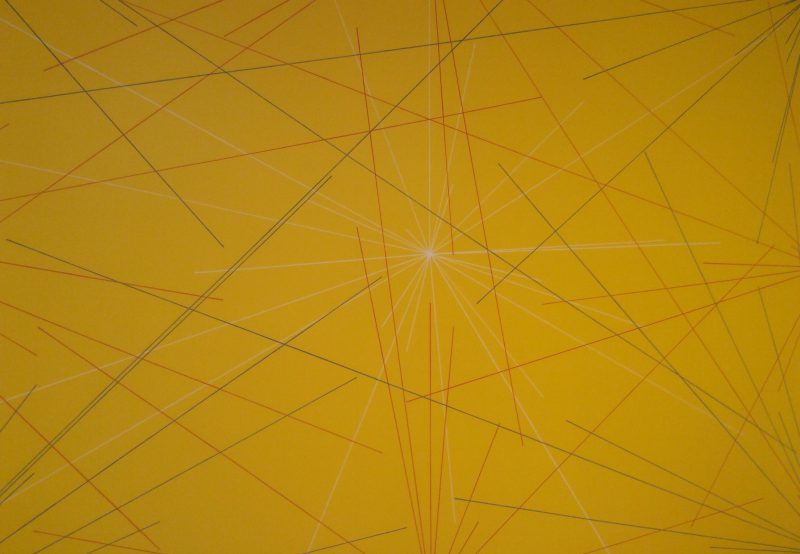 Sol Lewitt, Wall Drawing 280 (detail), January 1976. Graphite, crayon, and yellow acrylic paint on wall. (Photo: John Held, Jr.)