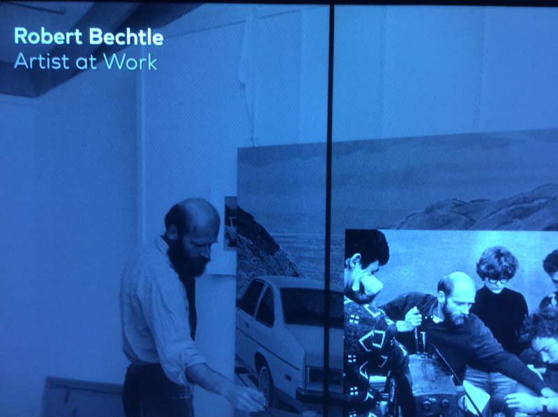 Educational screen featuring San Francisco artist, Robert Bechtle. (Photo: John Held, Jr.)