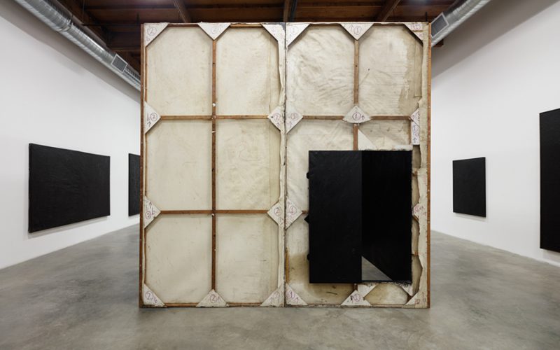 Installation view, The Absence of Light: Black Paintings (1957-2003), Wally Hedrick at The Box, Los Angeles, 2016. Courtesy of The Box.