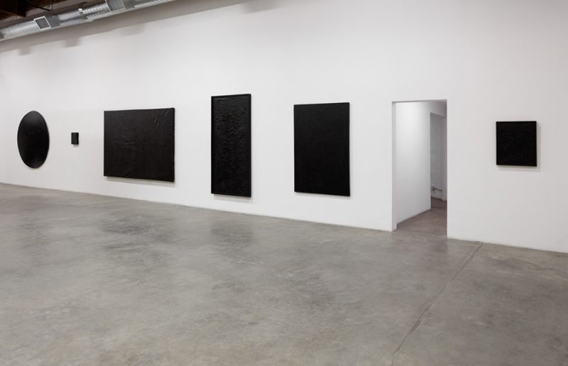 Installation view, The Absence of Light: Black Paintings (1957-2003), Wally Hedrick at The Box, Los Angeles, 2016. Courtesy of The Box.