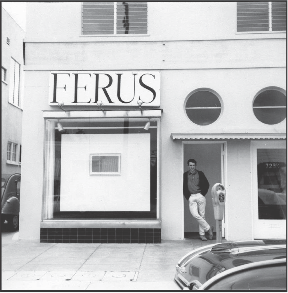 Ed Ruscha in front of Ferus Gallery, 1963. © Ed Ruscha.