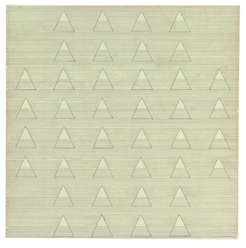 Agnes Martin, Words, 1961, ink and paper mounted on canvas, 24 x 24 inches, Thomas Ammann Fine Art AG, Zurich, © 2016 Agnes Martin/Artists Rights Society (ARS), New York, photo courtesy Thomas Ammann Fine Art